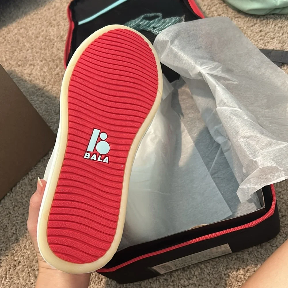 Bala White Sneakers with Red and Aqua Accents